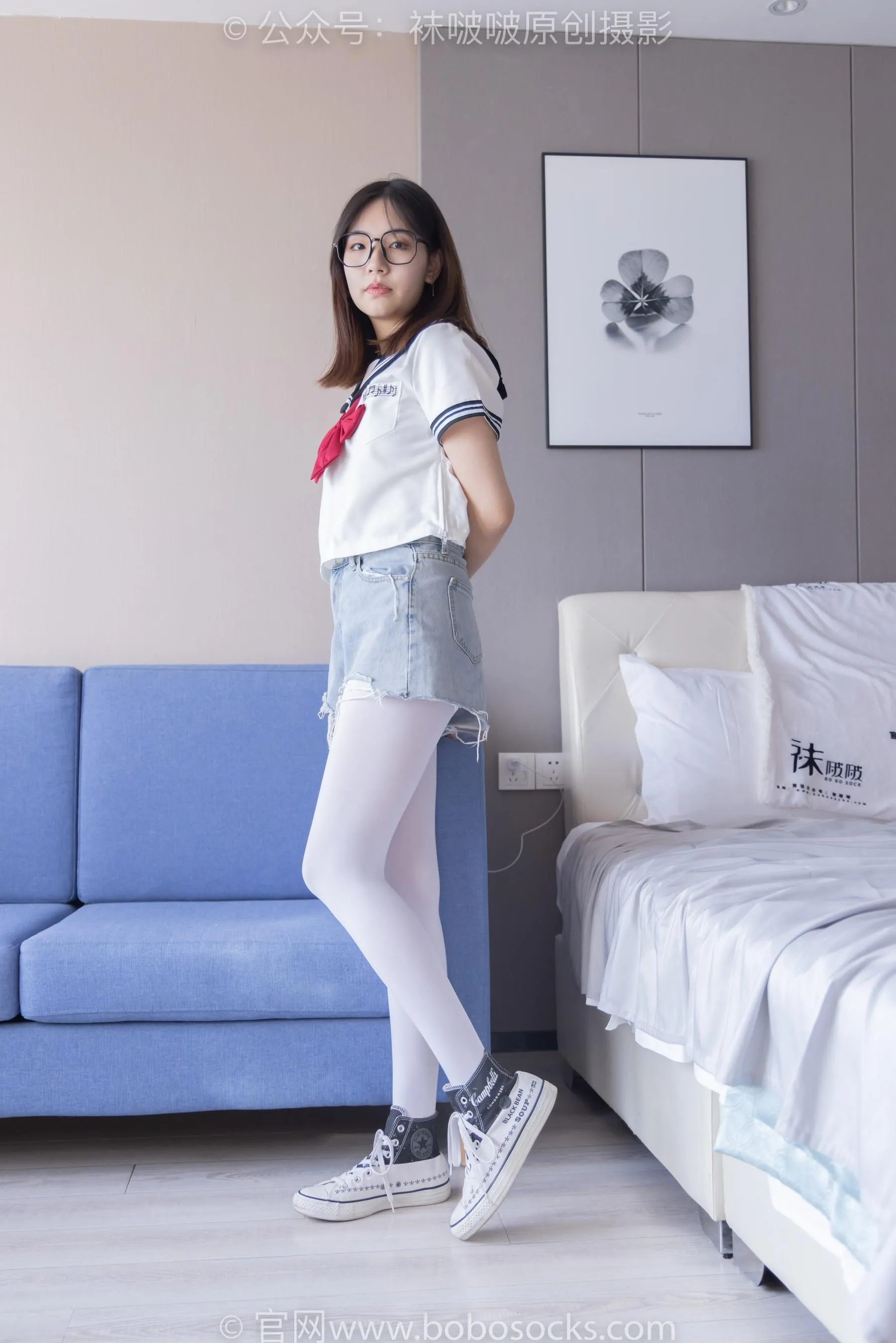 [BoBoSocks袜啵啵]NO.215 小甜豆-三双帆布鞋板鞋、厚白丝、黑丝 [90P]插图8
